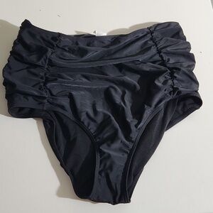 COCOSHIP Bikini Womens Size 16 black bottoms high rise runched